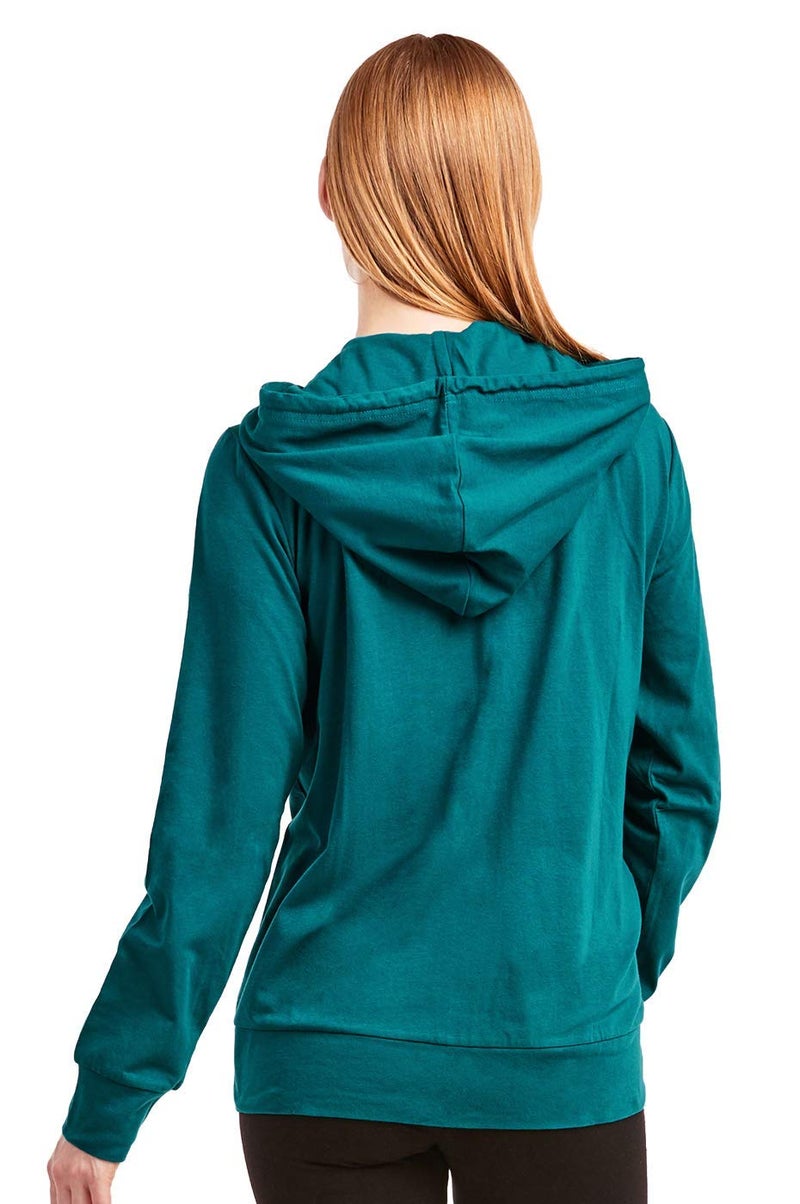 Sofra Women's Thin Cotton Zip Up Hoodie Jacket (L, Peacock) - Image 3